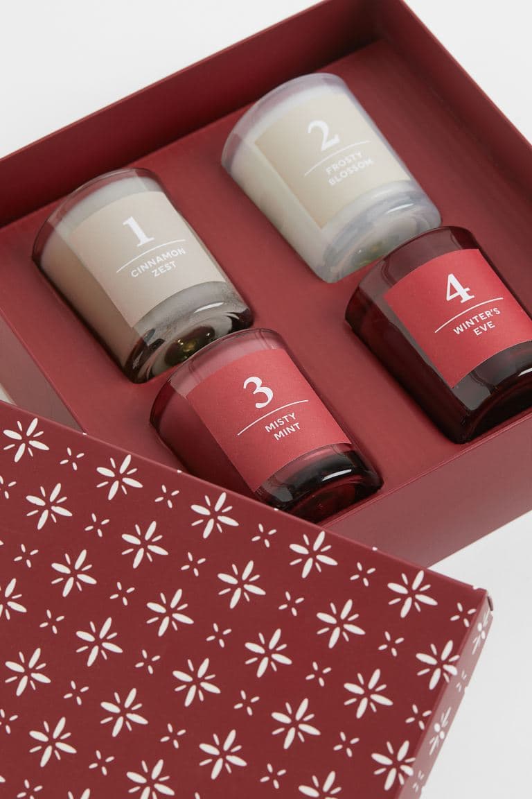 H&M Home Red Gift-Boxed 4-Pack Scented Candles